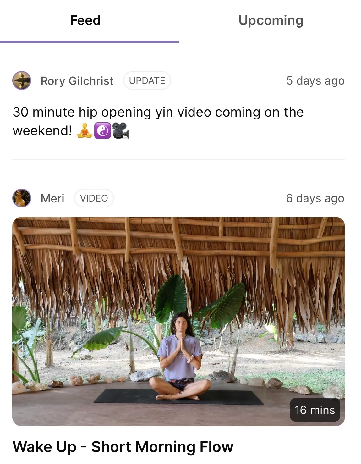 Happy Yogi discovery and class feed for students